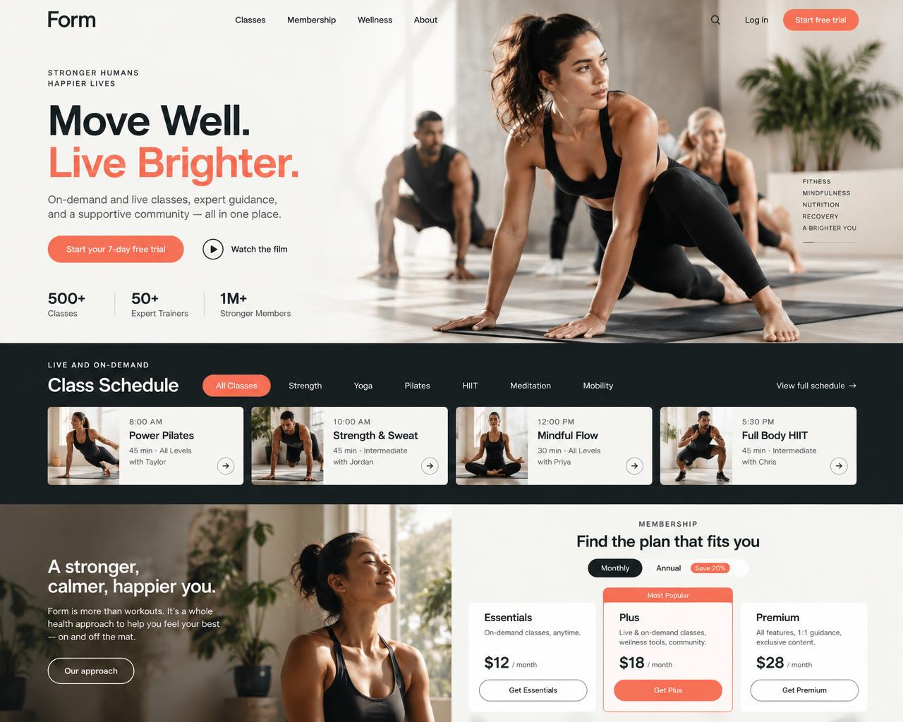 Custom fitness membership website and app